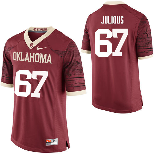 Oklahoma Sooners #67 Ashton Julious College Football Jerseys Limited-Crimson